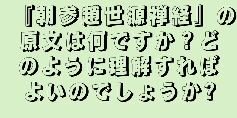 『朝参趙世源禅経』の原文は何ですか？どのように理解すればよいのでしょうか?