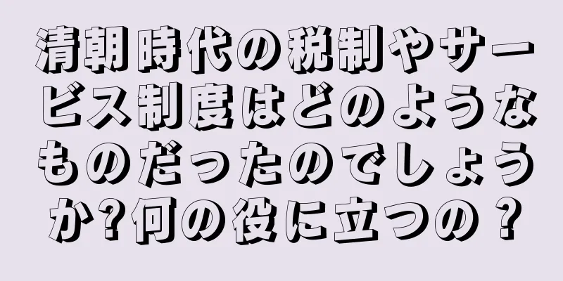 清朝時代の税制やサービス制度はどのようなものだったのでしょうか?何の役に立つの？