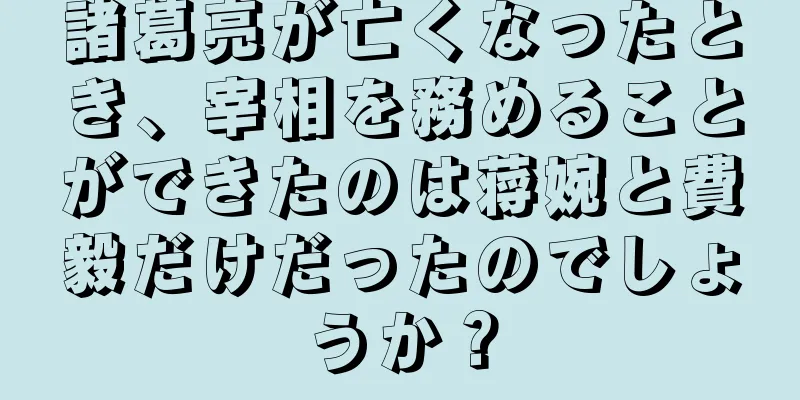諸葛亮が亡くなったとき、宰相を務めることができたのは蒋婉と費毅だけだったのでしょうか？