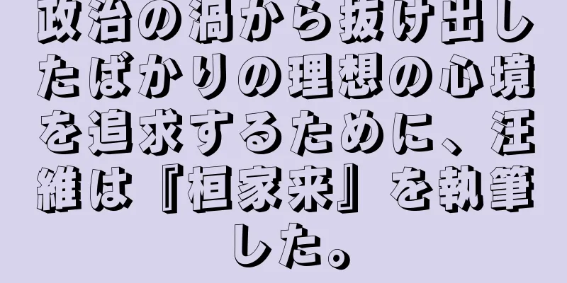 政治の渦から抜け出したばかりの理想の心境を追求するために、汪維は『桓家来』を執筆した。