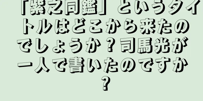 「紫之同鑑」というタイトルはどこから来たのでしょうか？司馬光が一人で書いたのですか？