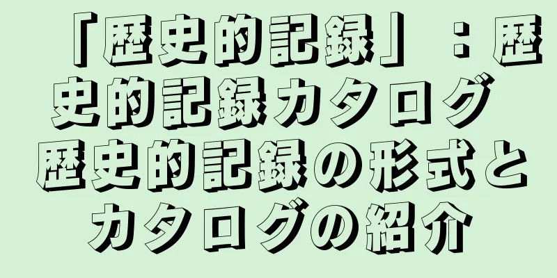 「歴史的記録」：歴史的記録カタログ 歴史的記録の形式とカタログの紹介