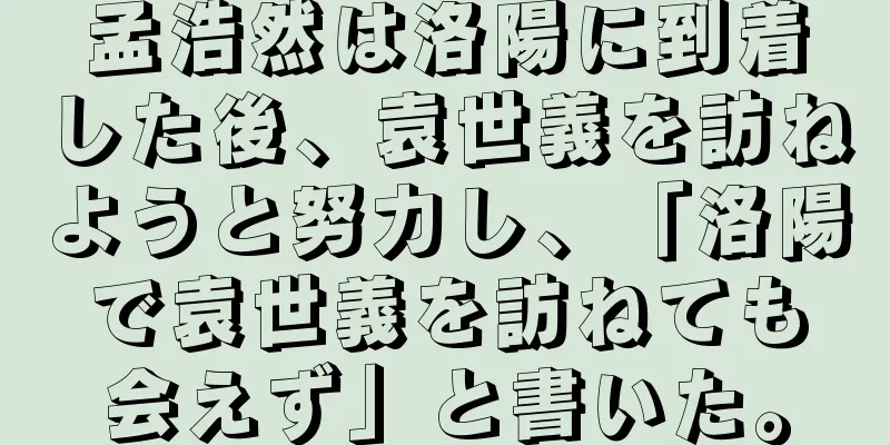 孟浩然は洛陽に到着した後、袁世義を訪ねようと努力し、「洛陽で袁世義を訪ねても会えず」と書いた。