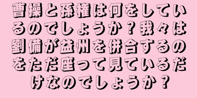 曹操と孫権は何をしているのでしょうか？我々は劉備が益州を併合するのをただ座って見ているだけなのでしょうか？