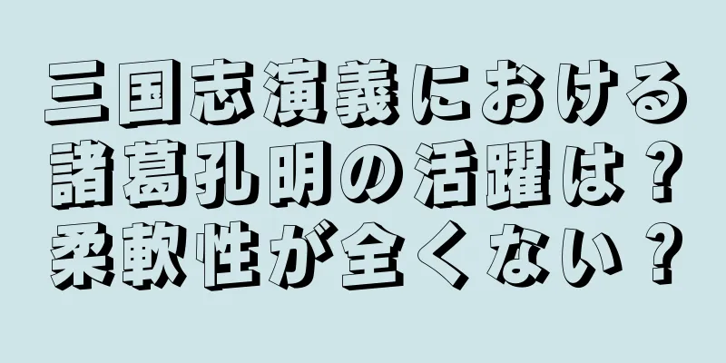 三国志演義における諸葛孔明の活躍は？柔軟性が全くない？