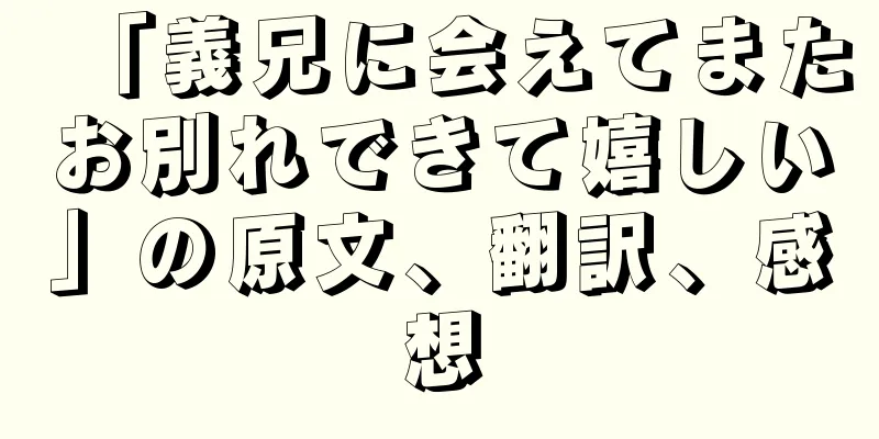 「義兄に会えてまたお別れできて嬉しい」の原文、翻訳、感想