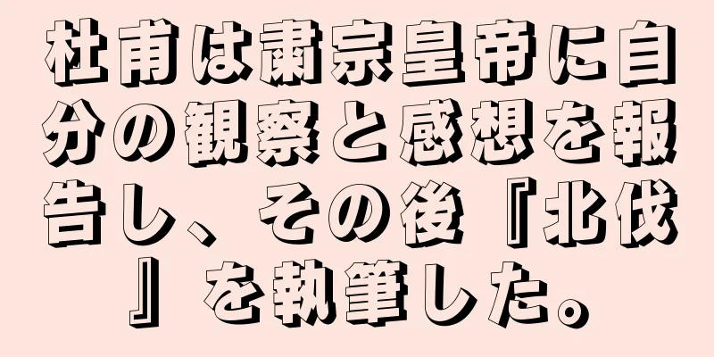 杜甫は粛宗皇帝に自分の観察と感想を報告し、その後『北伐』を執筆した。