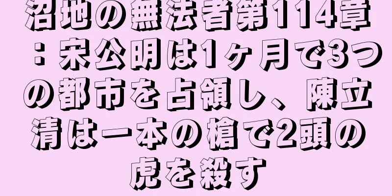 沼地の無法者第114章：宋公明は1ヶ月で3つの都市を占領し、陳立清は一本の槍で2頭の虎を殺す