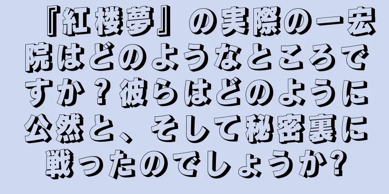 『紅楼夢』の実際の一宏院はどのようなところですか？彼らはどのように公然と、そして秘密裏に戦ったのでしょうか?