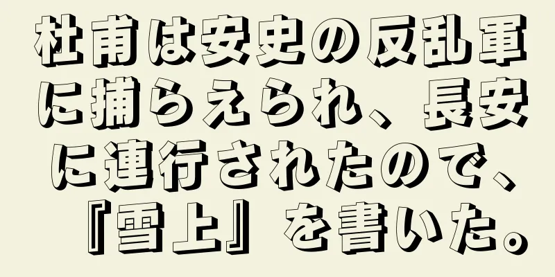 杜甫は安史の反乱軍に捕らえられ、長安に連行されたので、『雪上』を書いた。