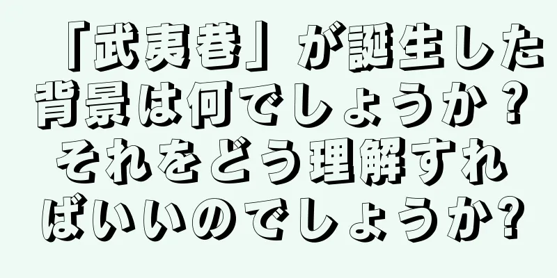 「武夷巷」が誕生した背景は何でしょうか？それをどう理解すればいいのでしょうか?