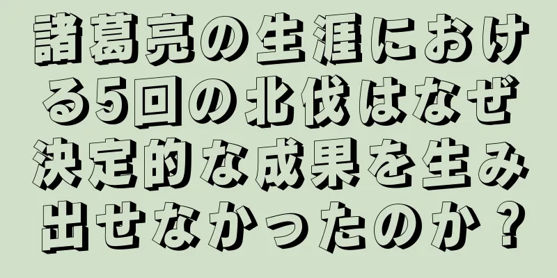諸葛亮の生涯における5回の北伐はなぜ決定的な成果を生み出せなかったのか？