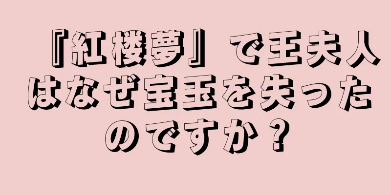 『紅楼夢』で王夫人はなぜ宝玉を失ったのですか？