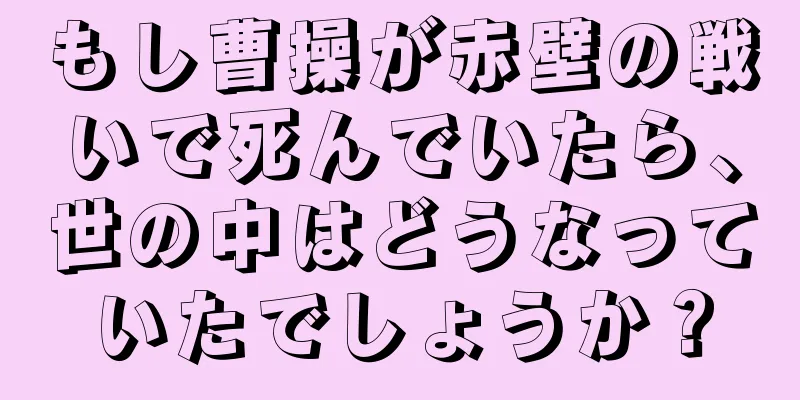 もし曹操が赤壁の戦いで死んでいたら、世の中はどうなっていたでしょうか？