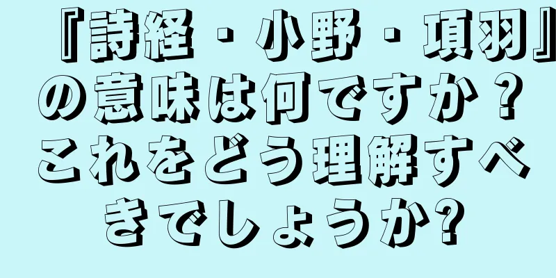 『詩経・小野・項羽』の意味は何ですか？これをどう理解すべきでしょうか?