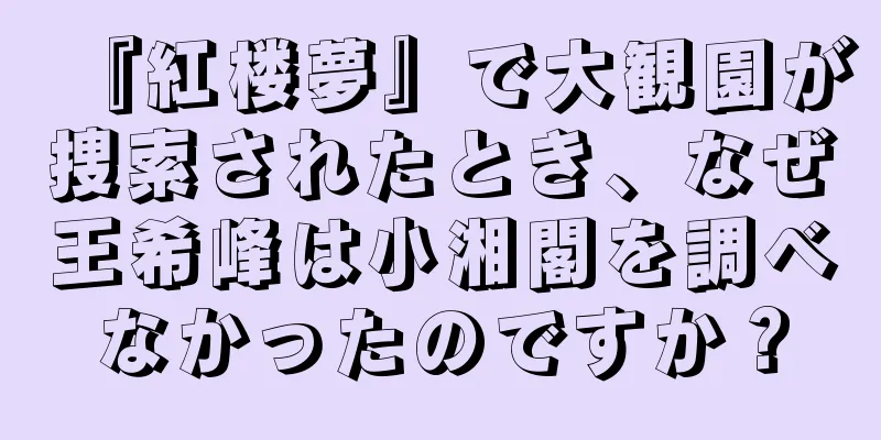 『紅楼夢』で大観園が捜索されたとき、なぜ王希峰は小湘閣を調べなかったのですか？