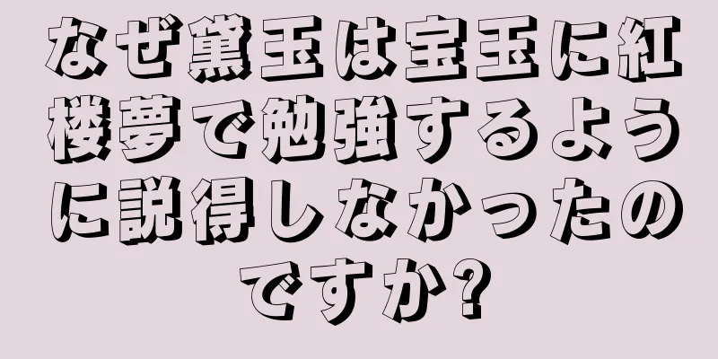 なぜ黛玉は宝玉に紅楼夢で勉強するように説得しなかったのですか?