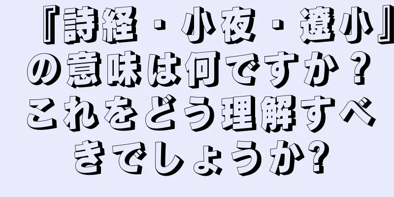 『詩経・小夜・遼小』の意味は何ですか？これをどう理解すべきでしょうか?