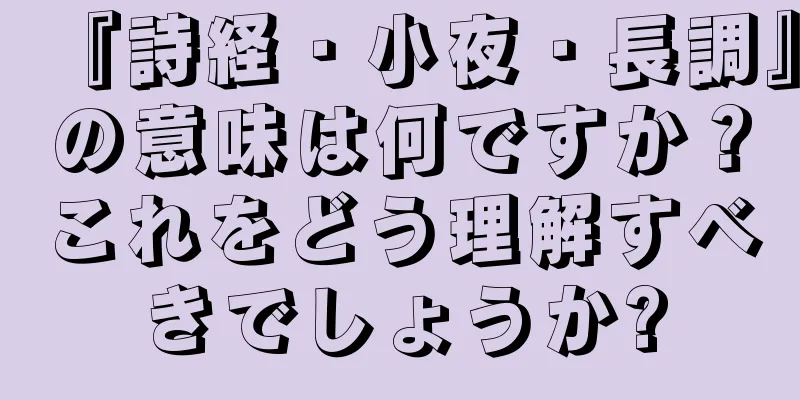 『詩経・小夜・長調』の意味は何ですか？これをどう理解すべきでしょうか?