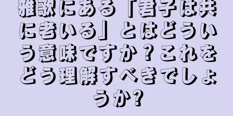 雅歌にある「君子は共に老いる」とはどういう意味ですか？これをどう理解すべきでしょうか?