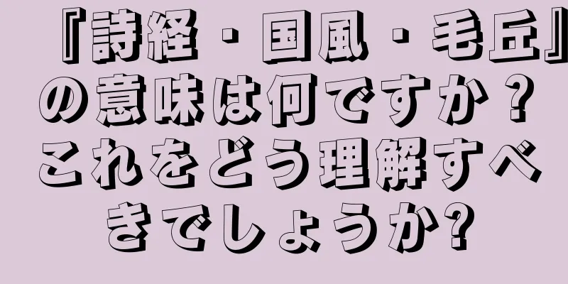 『詩経・国風・毛丘』の意味は何ですか？これをどう理解すべきでしょうか?