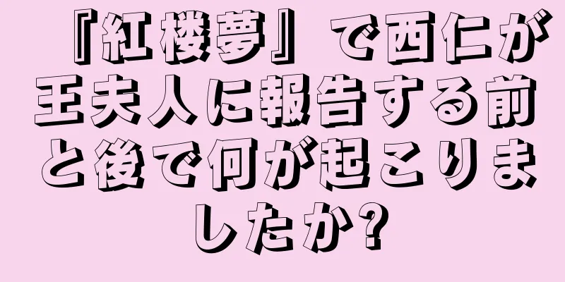 『紅楼夢』で西仁が王夫人に報告する前と後で何が起こりましたか?