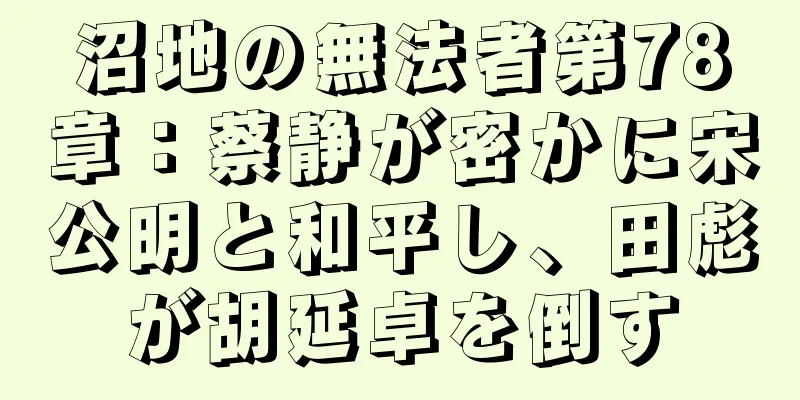 沼地の無法者第78章：蔡静が密かに宋公明と和平し、田彪が胡延卓を倒す