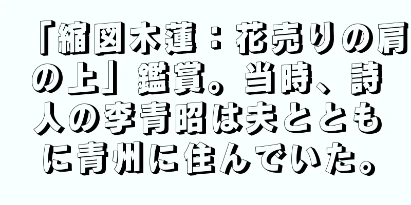 「縮図木蓮：花売りの肩の上」鑑賞。当時、詩人の李青昭は夫とともに青州に住んでいた。