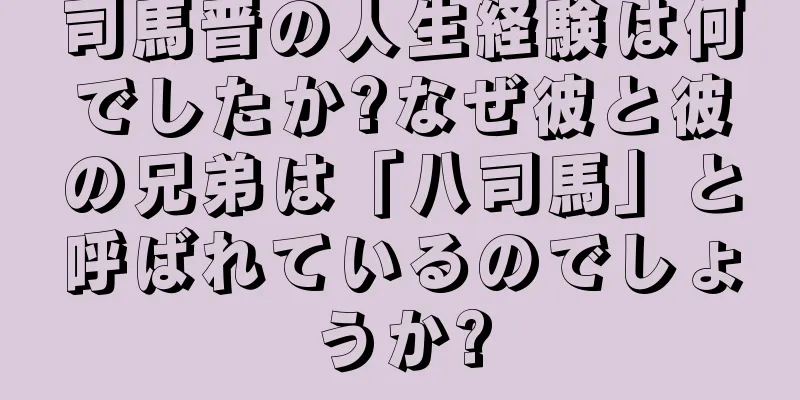 司馬晋の人生経験は何でしたか?なぜ彼と彼の兄弟は「八司馬」と呼ばれているのでしょうか?