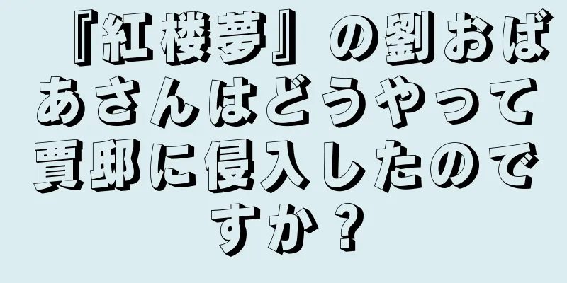 『紅楼夢』の劉おばあさんはどうやって賈邸に侵入したのですか？