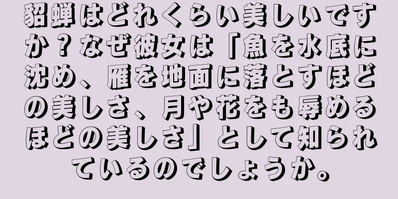 貂蝉はどれくらい美しいですか？なぜ彼女は「魚を水底に沈め、雁を地面に落とすほどの美しさ、月や花をも辱めるほどの美しさ」として知られているのでしょうか。