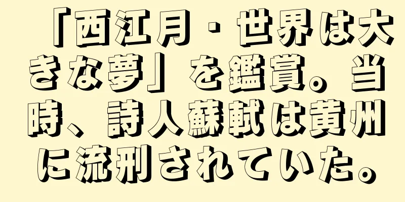 「西江月・世界は大きな夢」を鑑賞。当時、詩人蘇軾は黄州に流刑されていた。