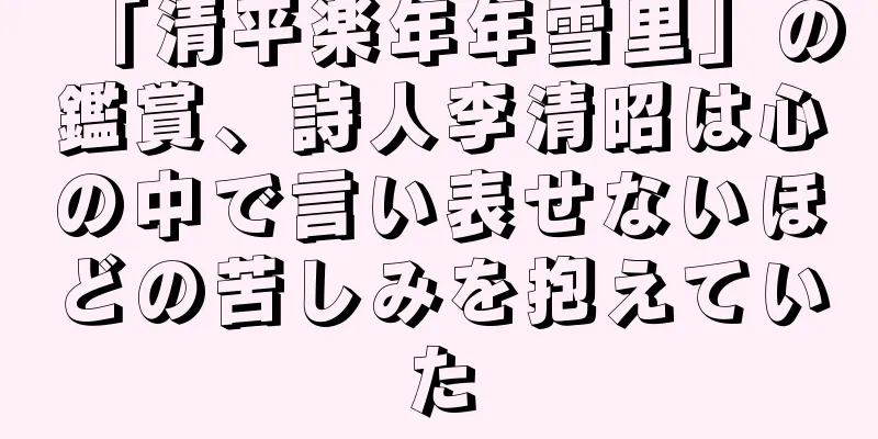 「清平楽年年雪里」の鑑賞、詩人李清昭は心の中で言い表せないほどの苦しみを抱えていた