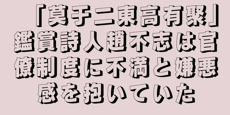 「莫于二東高有聚」鑑賞詩人趙不志は官僚制度に不満と嫌悪感を抱いていた