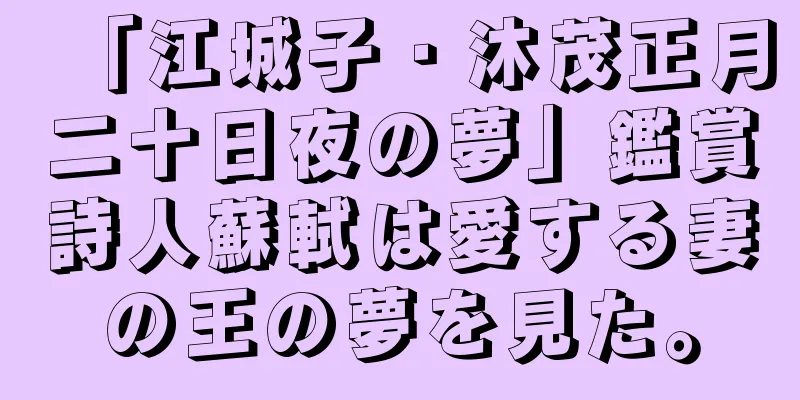 「江城子・沐茂正月二十日夜の夢」鑑賞詩人蘇軾は愛する妻の王の夢を見た。