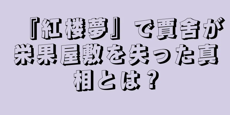 『紅楼夢』で賈舍が栄果屋敷を失った真相とは？