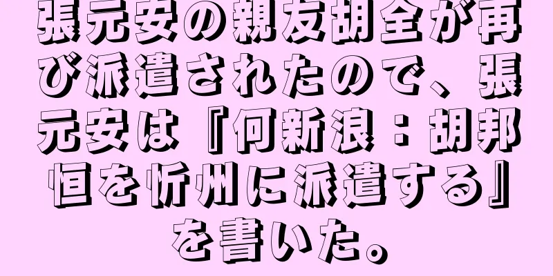 張元安の親友胡全が再び派遣されたので、張元安は『何新浪：胡邦恒を忻州に派遣する』を書いた。