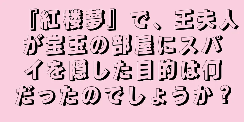 『紅楼夢』で、王夫人が宝玉の部屋にスパイを隠した目的は何だったのでしょうか？