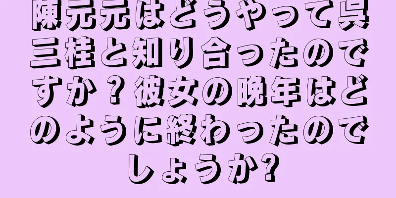 陳元元はどうやって呉三桂と知り合ったのですか？彼女の晩年はどのように終わったのでしょうか?