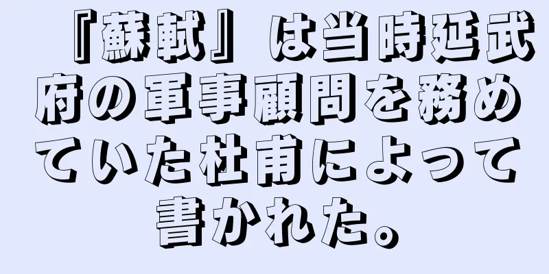 『蘇軾』は当時延武府の軍事顧問を務めていた杜甫によって書かれた。