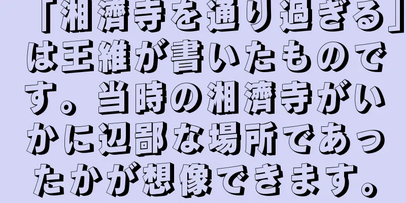 「湘濟寺を通り過ぎる」は王維が書いたものです。当時の湘濟寺がいかに辺鄙な場所であったかが想像できます。