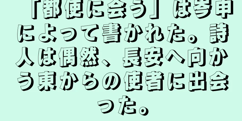 「都使に会う」は岑申によって書かれた。詩人は偶然、長安へ向かう東からの使者に出会った。
