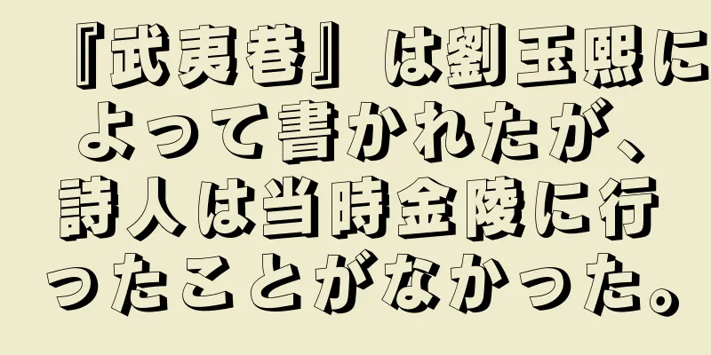 『武夷巷』は劉玉熙によって書かれたが、詩人は当時金陵に行ったことがなかった。