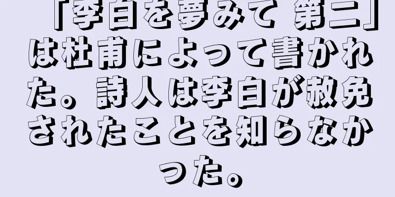 「李白を夢みて 第二」は杜甫によって書かれた。詩人は李白が赦免されたことを知らなかった。