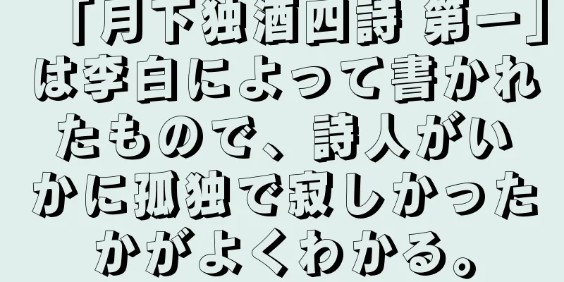 「月下独酒四詩 第一」は李白によって書かれたもので、詩人がいかに孤独で寂しかったかがよくわかる。