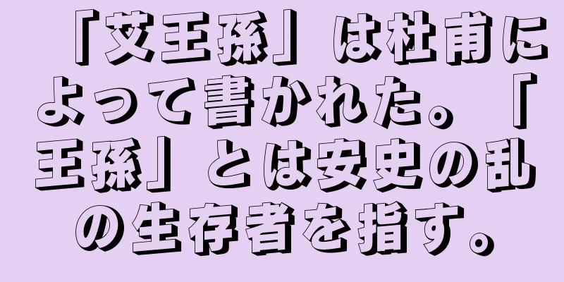 「艾王孫」は杜甫によって書かれた。「王孫」とは安史の乱の生存者を指す。