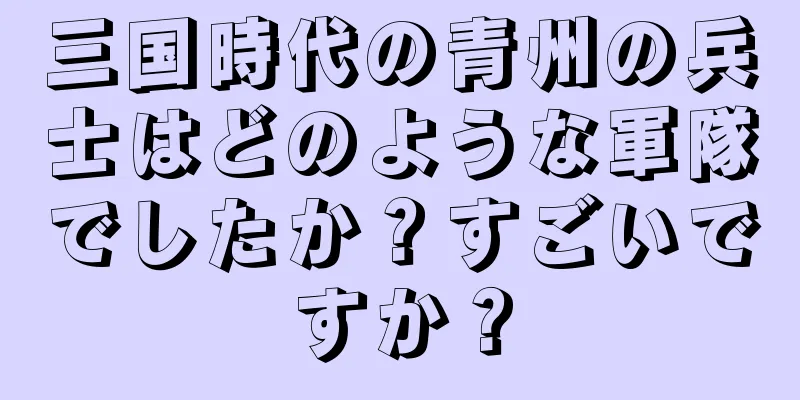 三国時代の青州の兵士はどのような軍隊でしたか？すごいですか？