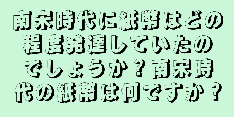 南宋時代に紙幣はどの程度発達していたのでしょうか？南宋時代の紙幣は何ですか？