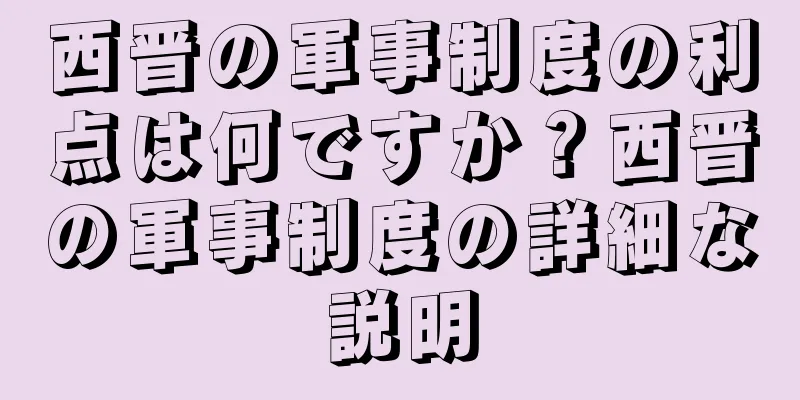 西晋の軍事制度の利点は何ですか？西晋の軍事制度の詳細な説明