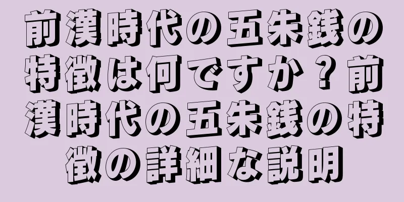 前漢時代の五朱銭の特徴は何ですか？前漢時代の五朱銭の特徴の詳細な説明